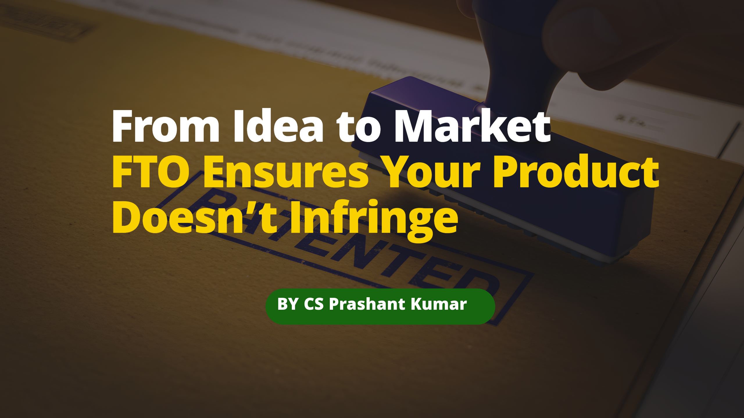 Illustration of an FTO search process showing product components being checked against active patents to avoid infringement.