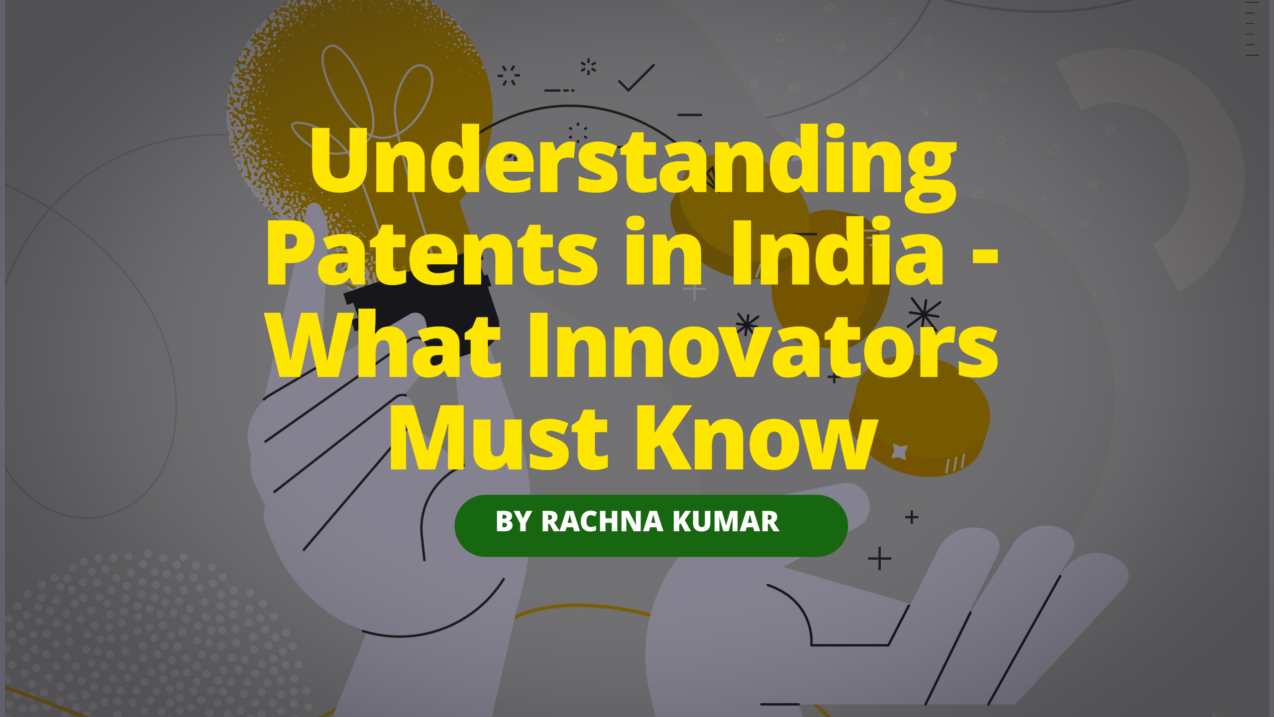 Illustration of patent protection in India showing patent certificate, innovation icons and India outline