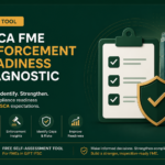Dashboard of the IFSC FME Enforcement Readiness Diagnostic helping Fund Management Entities assess compliance with the IFSCA Fund Management Regulations 2025, AML/CFT Guidelines and enforcement expectations.