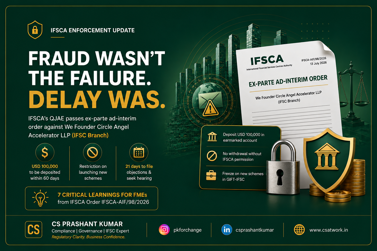 When the Fund Manager Is the Fraud Victim — And Still the Noticee: Lessons from IFSCA’s Interim Order in the We Founder Circle Matter